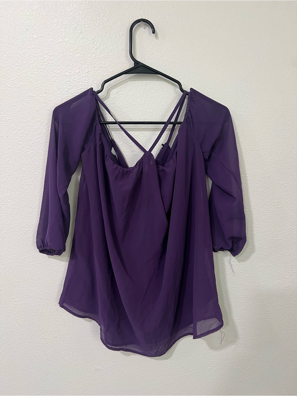Women's Purple Cold-Shoulder Blouse with Strappy Back Detail